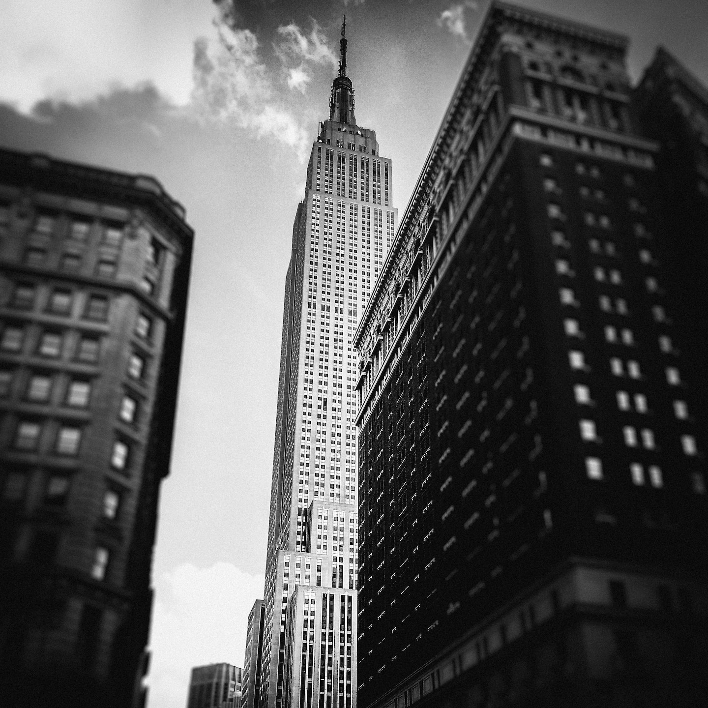 black and white empire state building